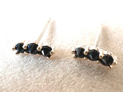 Black Diamond Solid 14kt Gold Stud Earrings