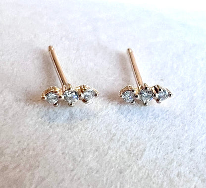 Diamond Trio & 14kt Solid Gold Earrings