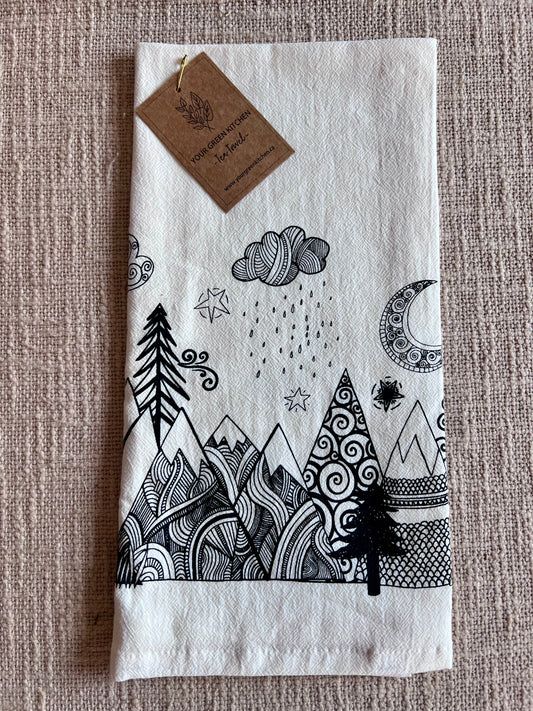 Clouds & Trees 100% GOTS Organic Cotton Tea Towel