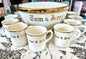 Vintage Tom & Jerry Gold Punch Bowl & Cups Set