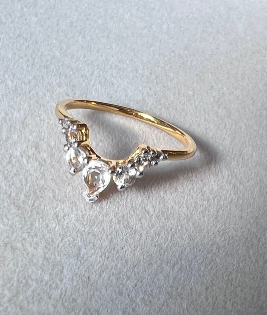 Seven White Topaz & 18kt Gold Vermeil Arc Ring, Size 5