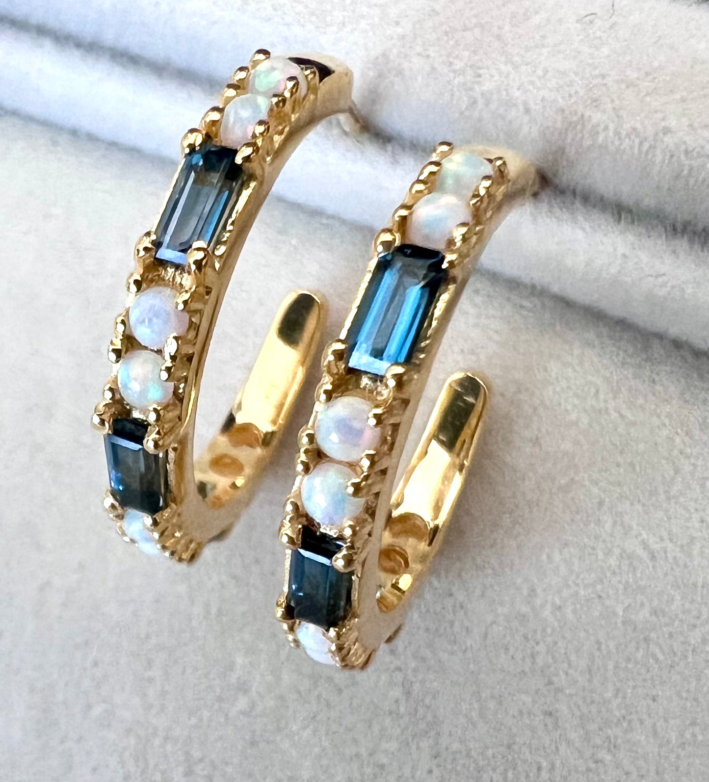 London Blue Topaz & Opal Hoops