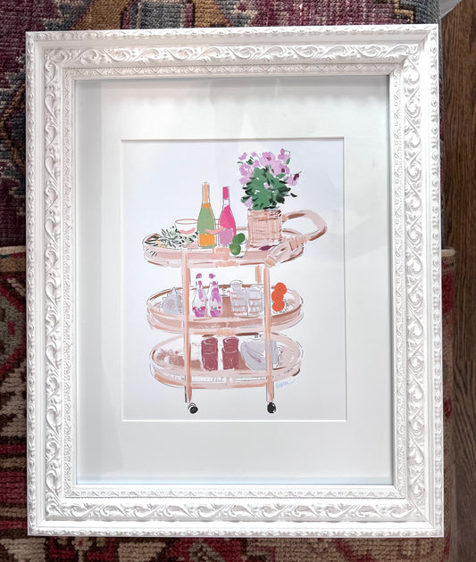 Bar Cart Framed Art Print by Rebecca Meixner