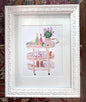 Bar Cart Framed Art Print by Rebecca Meixner