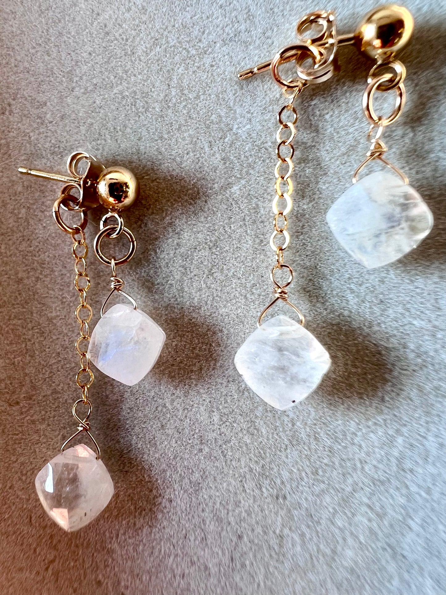 Moonstone & 14K Gold Fill Dangle Earrings