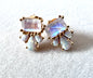 Rainbow Moonstone & Lab Opal Trio Stud Earrings