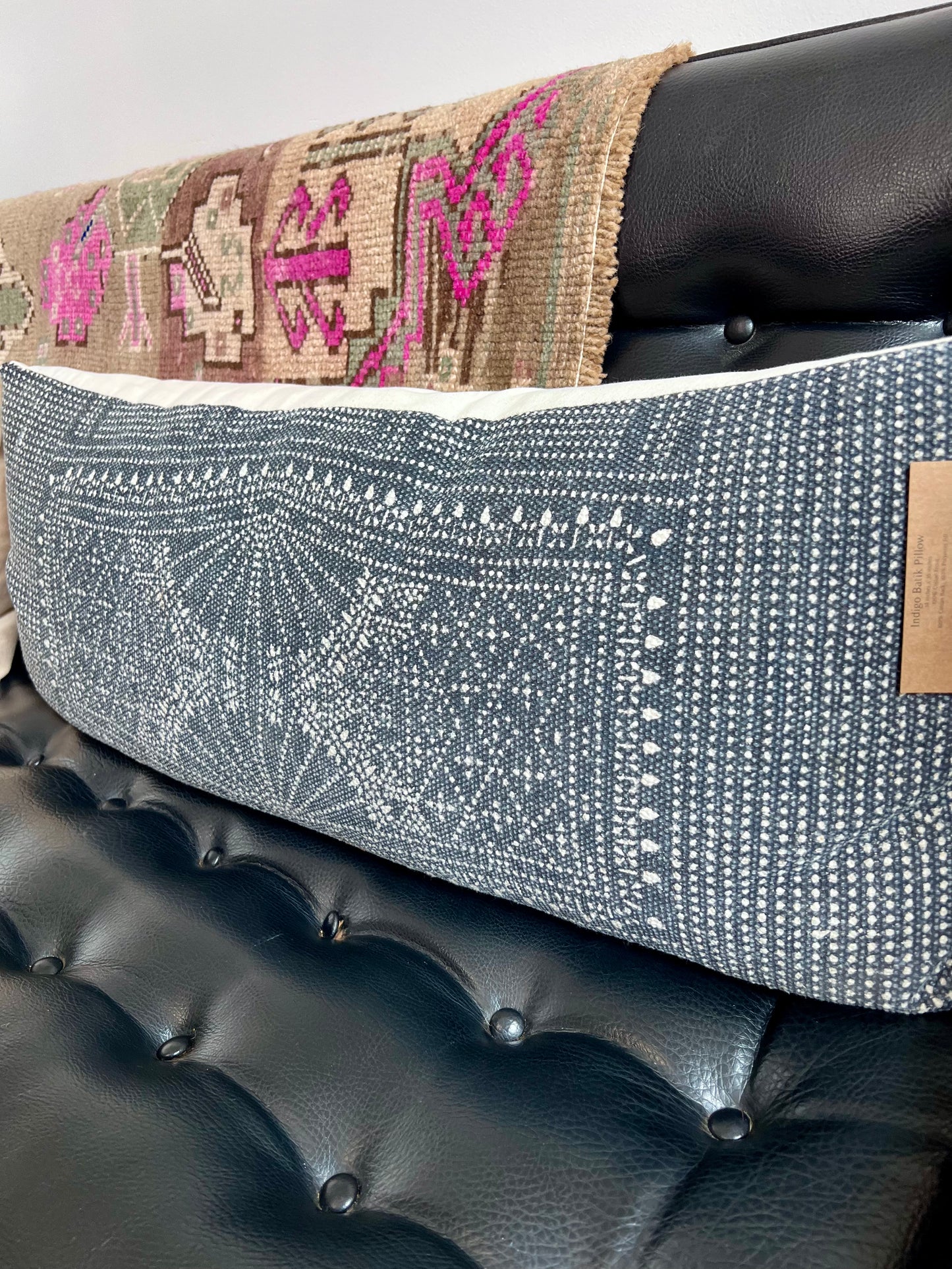 Indigo Batik Cotton Lumbar Pillow