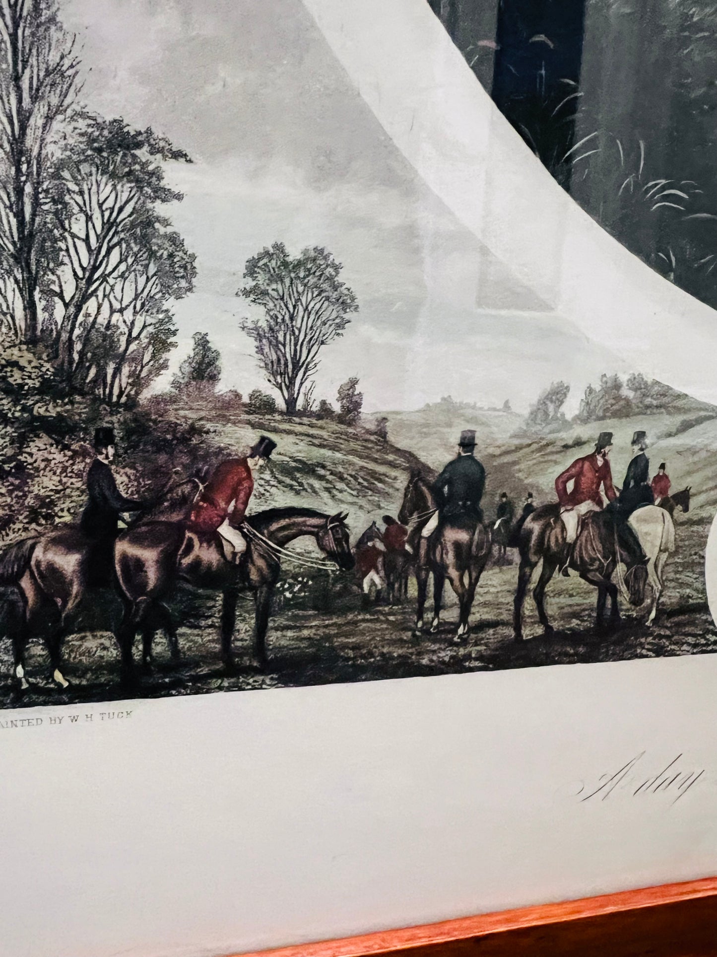 Vintage "A Day With The Harriers" Wood-Framed Print by British Artist William Henry Tuck