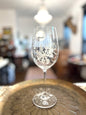 Hand Painted Snowflake White Wine Glass by Carol Moore