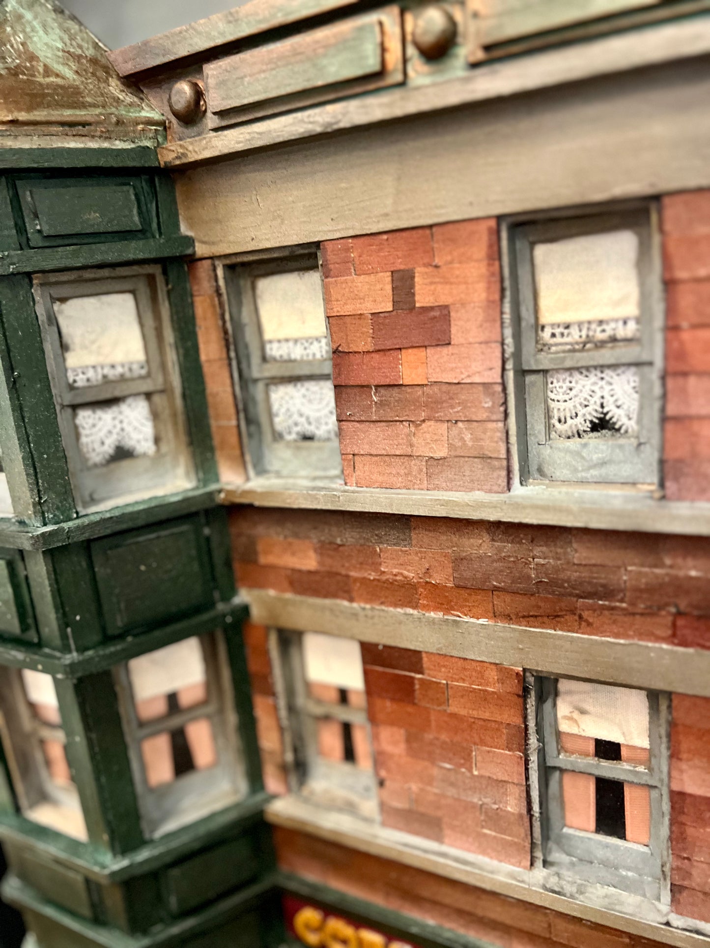 Daily Grind Chicago Coffee Shop - Shadow Box by Artist Dick Dahlstrom