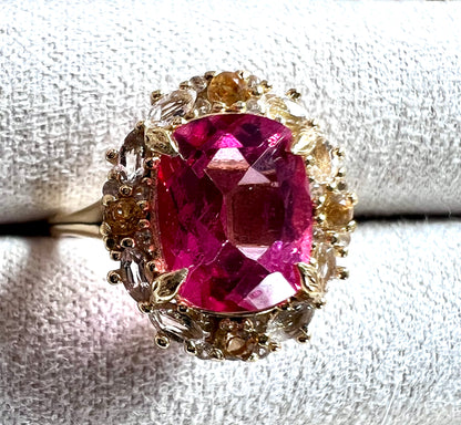 The Pink Topaz, Citrine & White Topaz Ring  in 14kt Gold Vermeil, Size 6