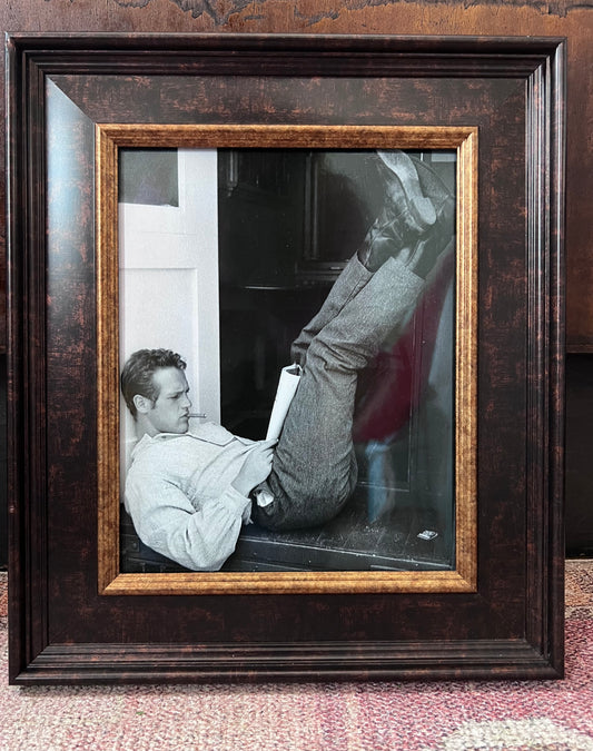Paul Newman Reading The New Yorker in 1958 Framed B&W Photo