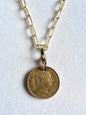 1961 Mexican 5 Centavos Coin 14kt Gold Vermeil Paper Clip Necklace