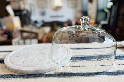 Marble & Glass Cloche Serving Platter