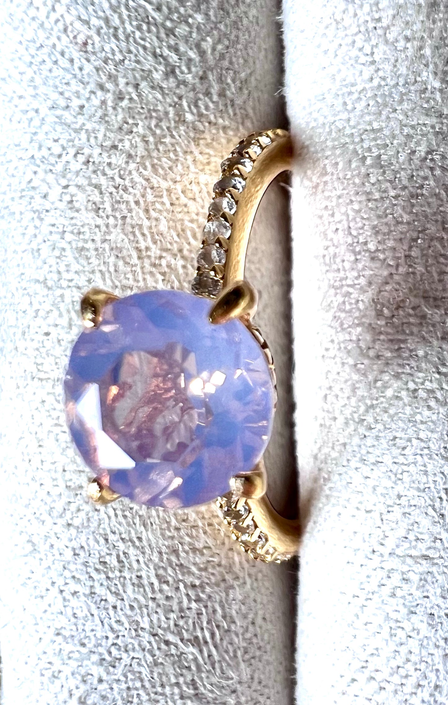 Lavender Quartz & White Topaz 14kt Gold Vermeil Ring, Size 6