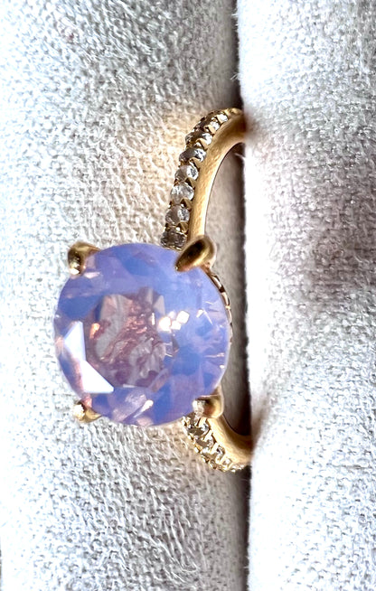 Lavender Quartz & White Topaz 14kt Gold Vermeil Ring, Size 6