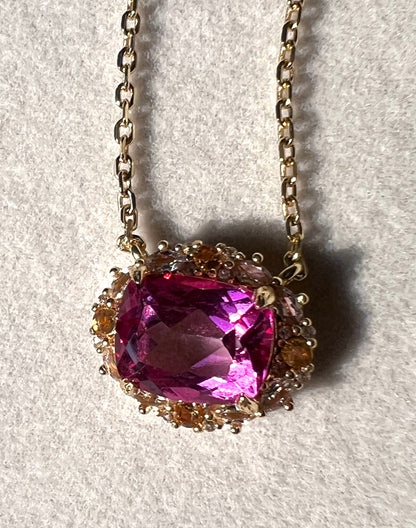 The Pink Topaz, Citrine & White Topaz Necklace in 14kt Gold Vermeil