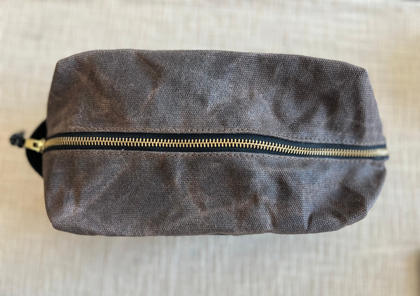 Dark Brown Waxed Canvas Toiletry Bag/Dopp Kit