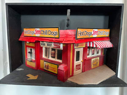 Jim's Hot Dogs & Chili Dogs - Shadow Box by Artist Dick Dahlstrom