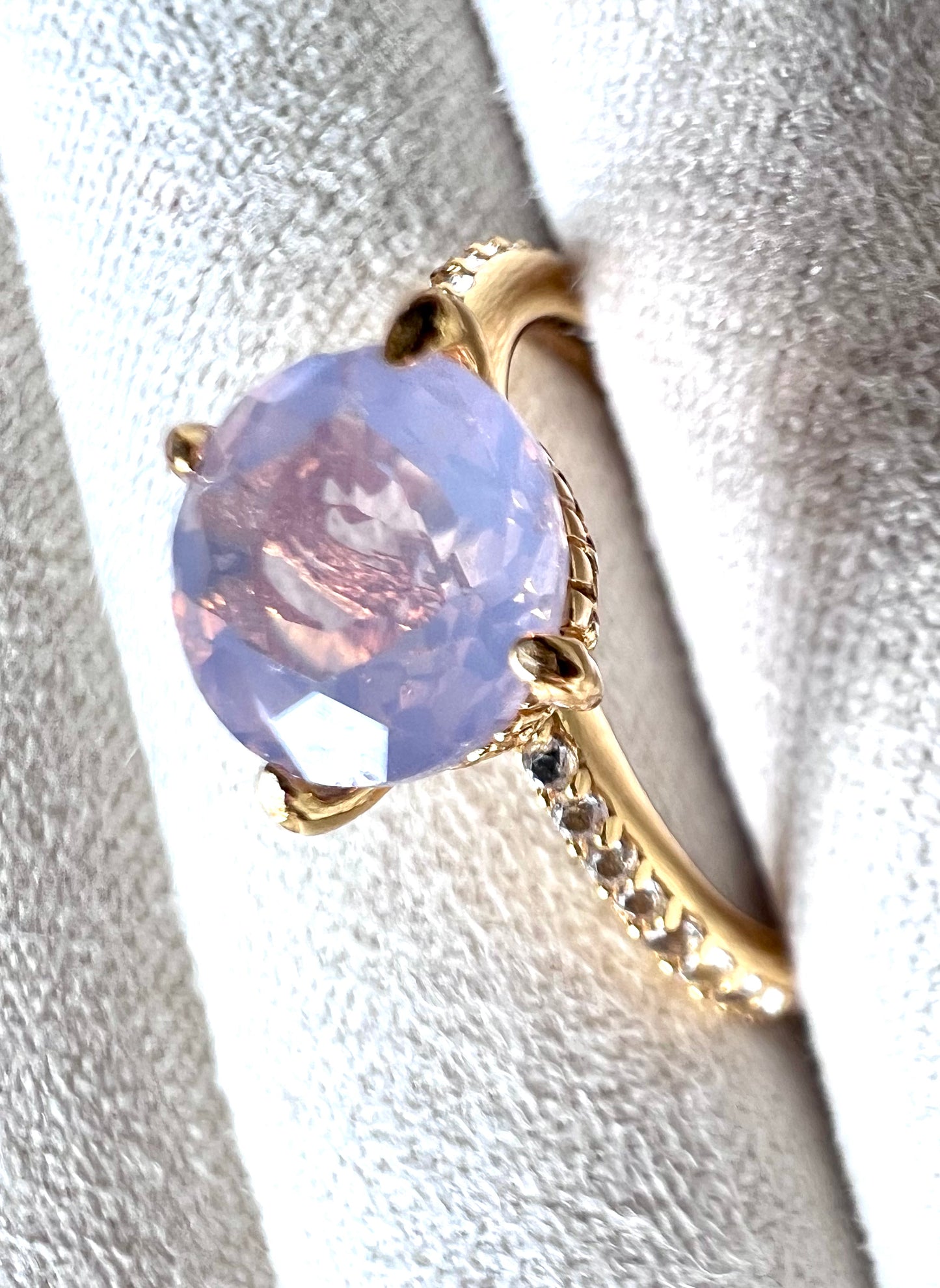 Lavender Quartz & White Topaz 14kt Gold Vermeil Ring, Size 6