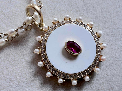 Ruby Quartz & Pearl Necklace