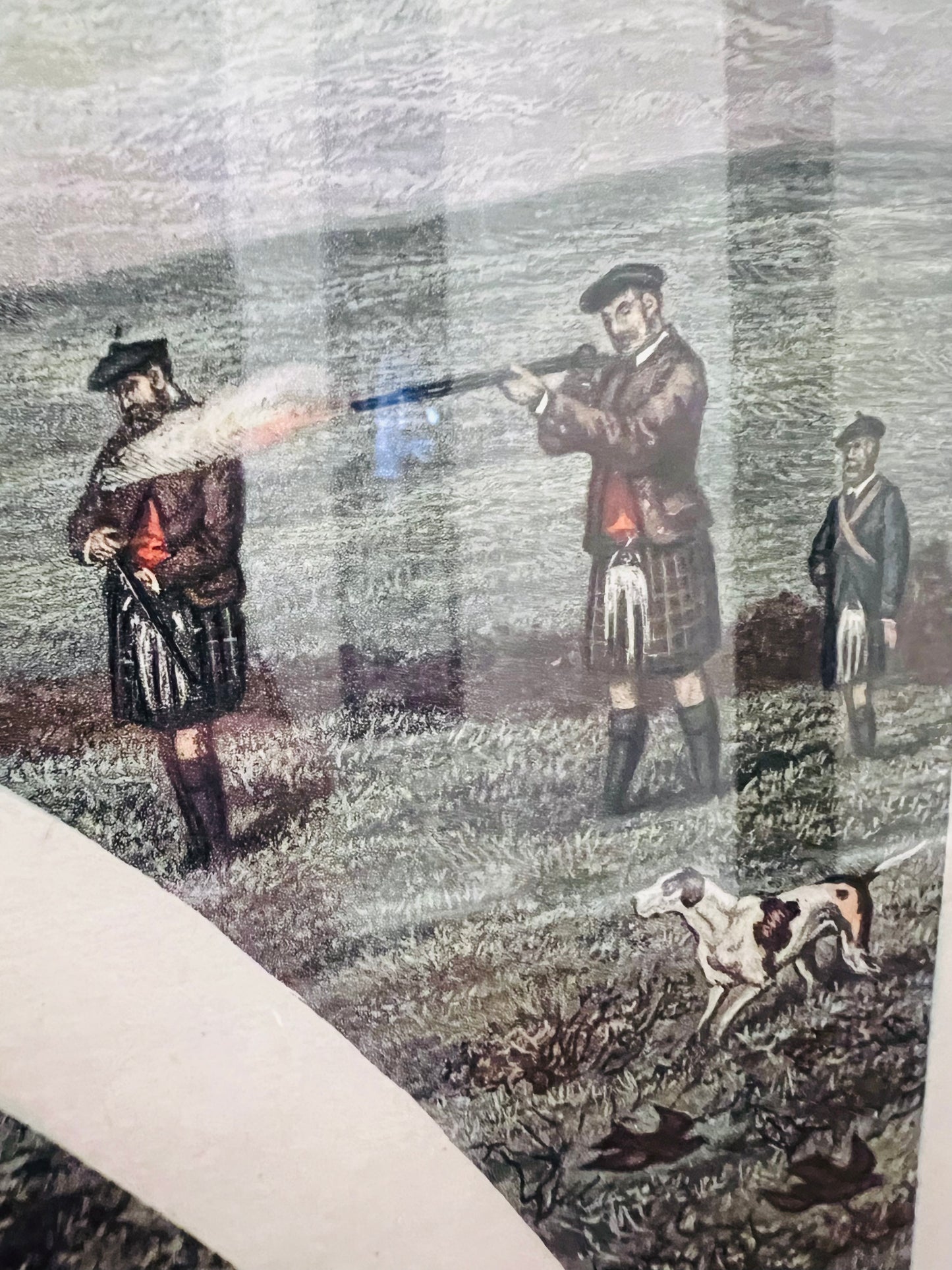 Vintage "Shooting" Wood-Framed Print by British Artist William Henry Tuck