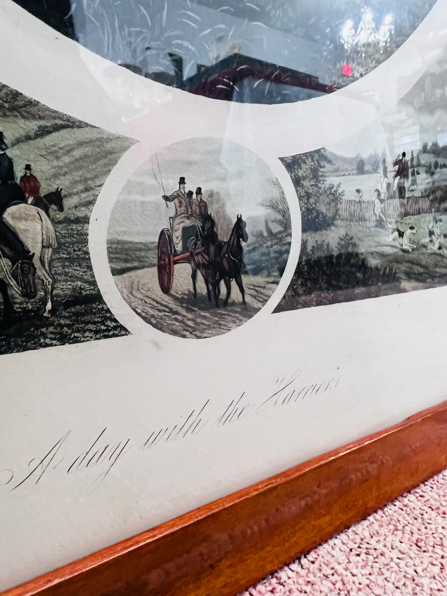 Vintage "A Day With The Harriers" Wood-Framed Print by British Artist William Henry Tuck