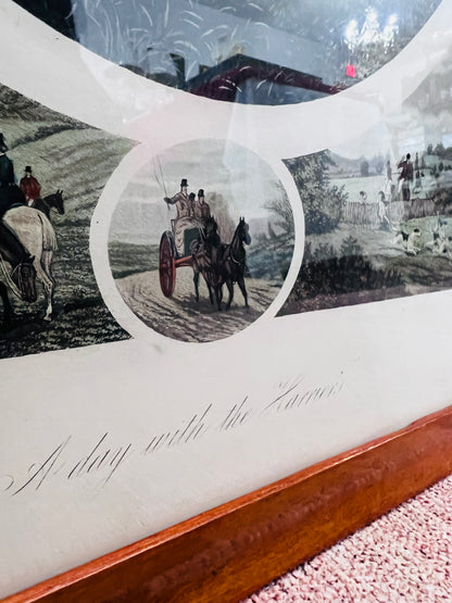 Vintage "A Day With The Harriers" Wood-Framed Print by British Artist William Henry Tuck