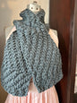 Hand Knit Soft Wool Scarf in Soft Gray