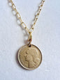 1952 French Marianne Coin 14kt Gold Vermeil Paper Clip Necklace