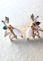 Opal, Rainbow Moonstone & London Blue Topaz 18kt Gold Vermeil Stud Earrings
