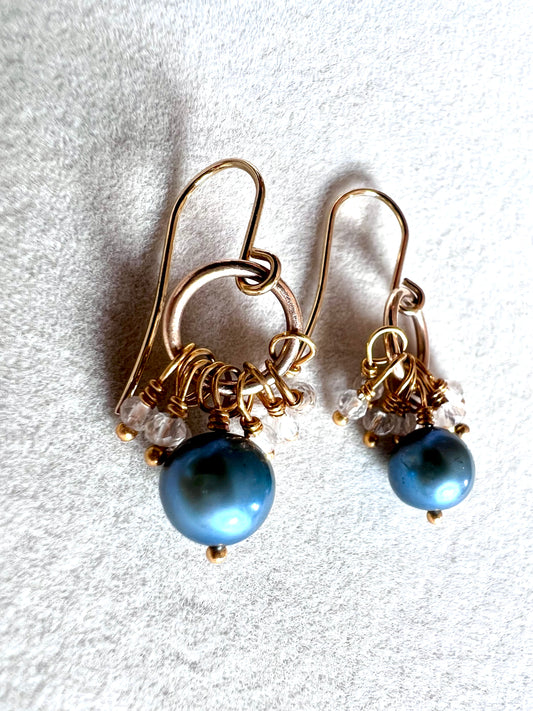 Deep Blue Pearl Earrings