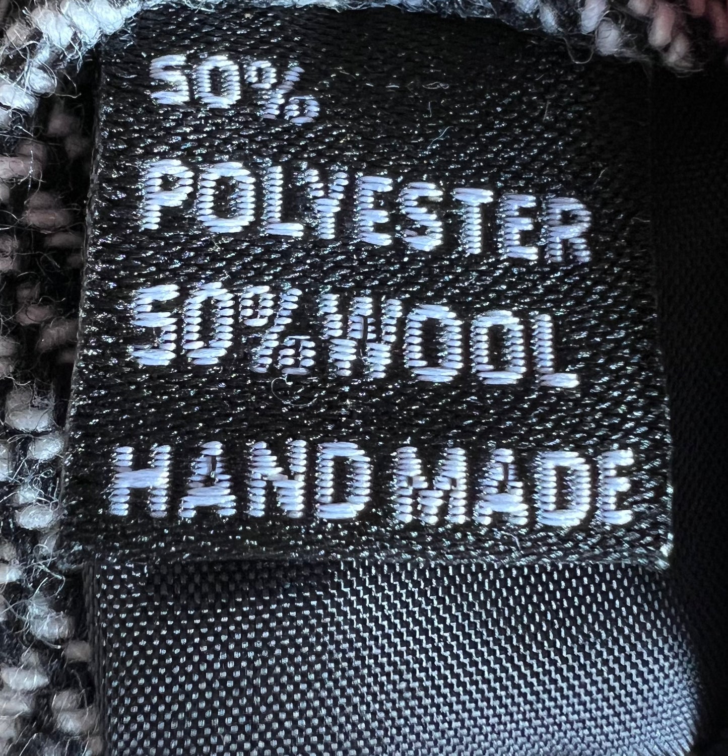 Black Herringbone 50% Wool/ 50% Poly Handmade Necktie
