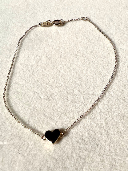 Solid Gold Lovers Heart Bracelet