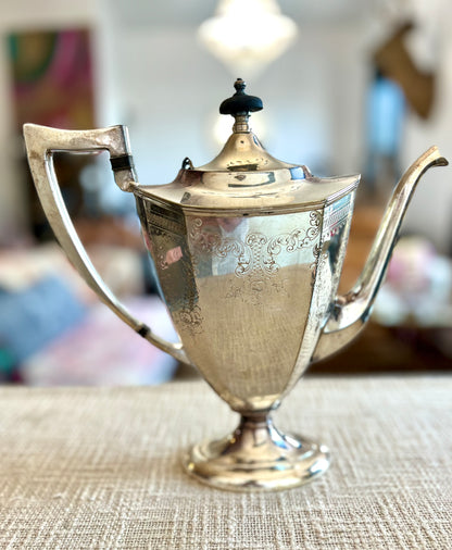 Antique Silverplate Tall Teapot circa 1920-30's