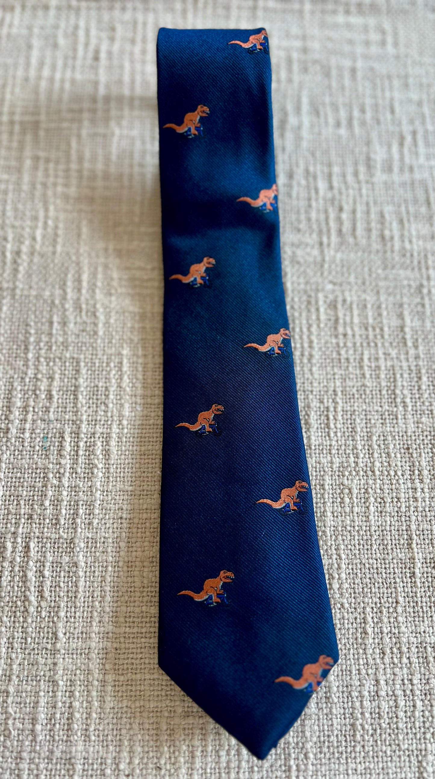 T-Rex on a Bike 100% Silk Handmade Necktie