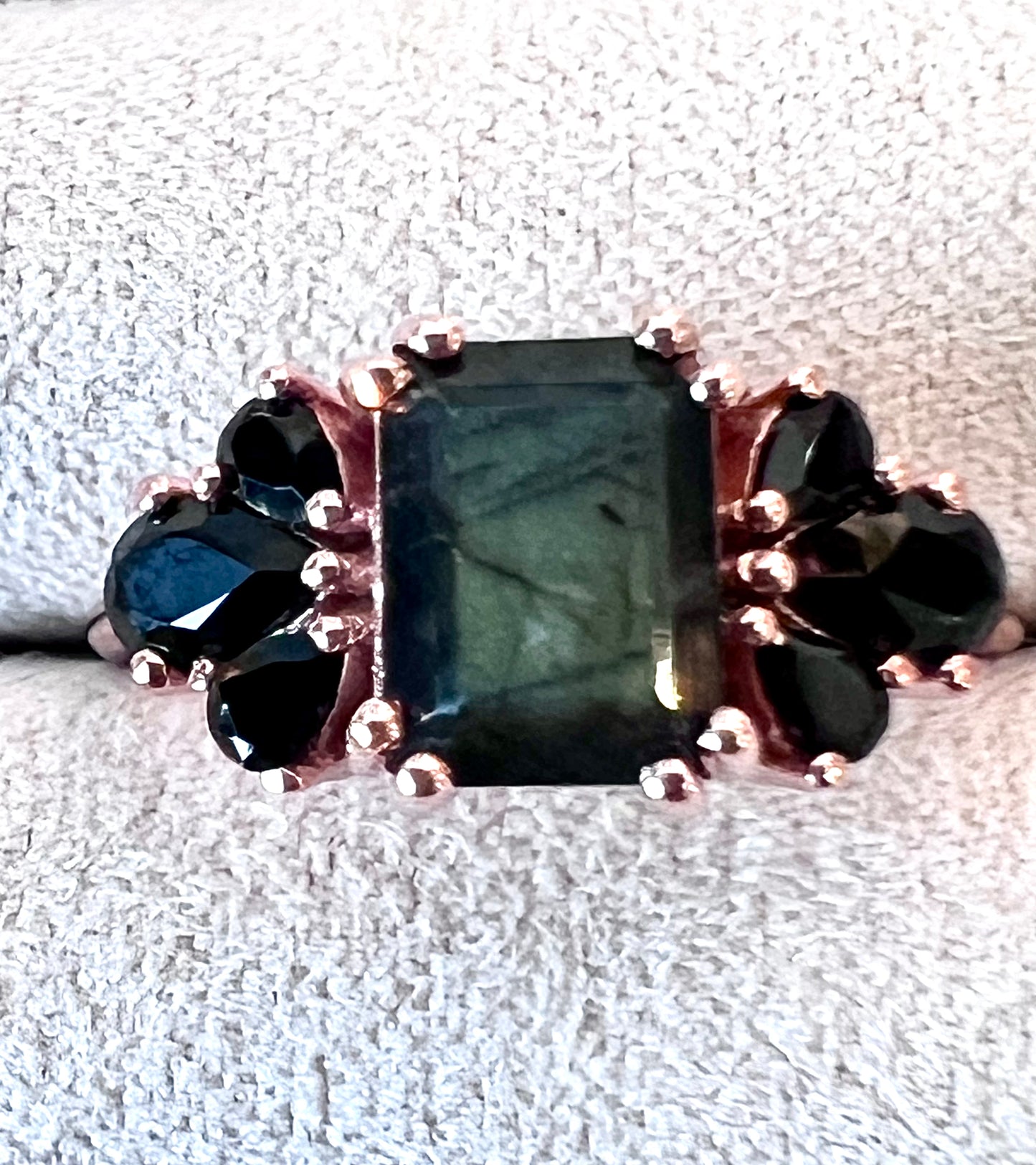Labradorite & Black Spinel 14kt Rose Gold Vermeil Ring - Size 8