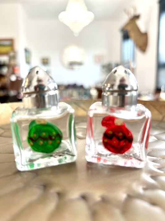 Holiday Ornament Small Hand-painted Salt & Pepper Shaker Set by Carol Moore