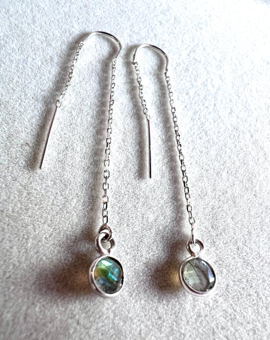 Labradorite Threader Drop Earrings