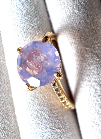 Lavender Quartz & White Topaz 14kt Gold Vermeil Ring, Size 6