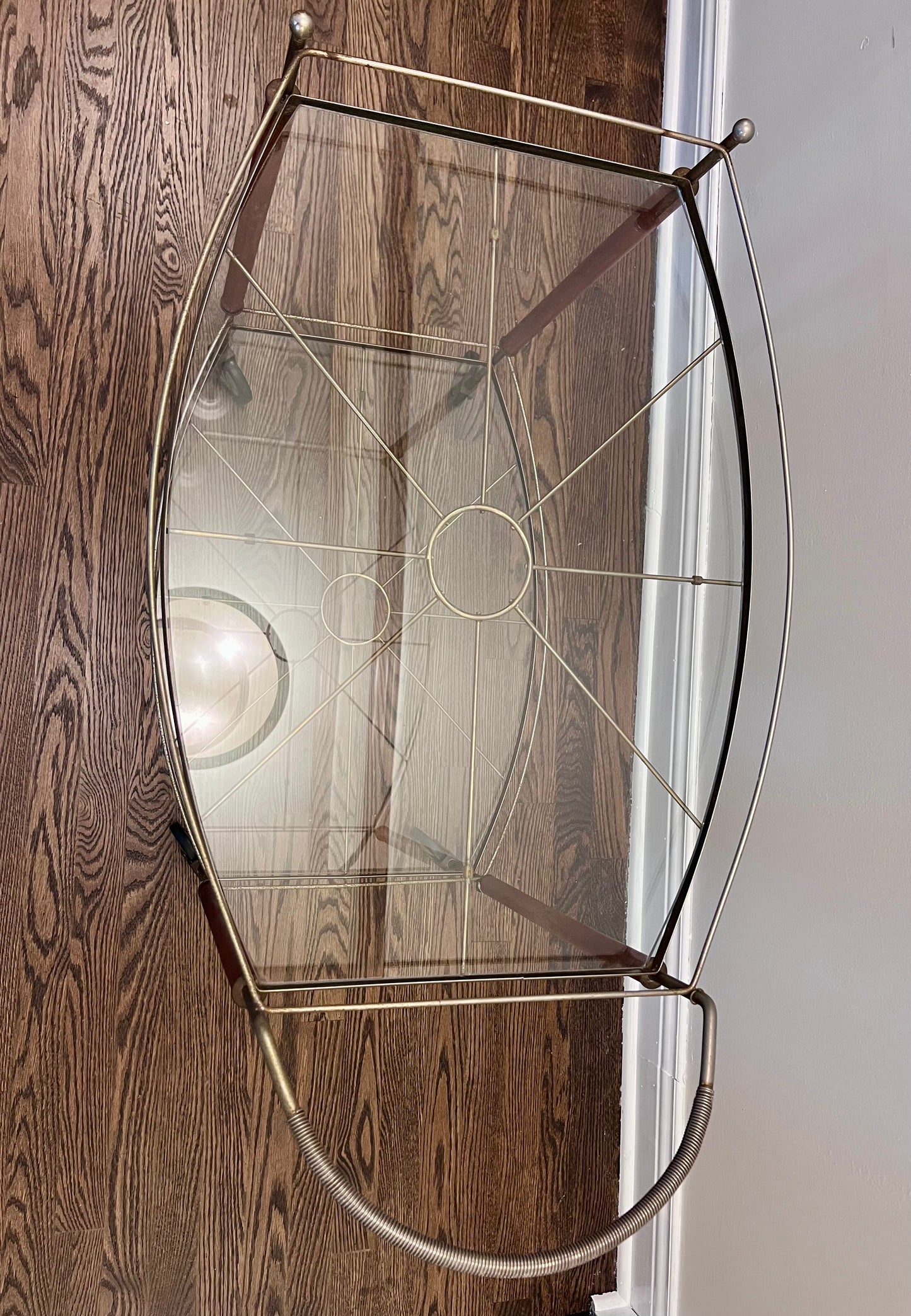 Vintage Mid Century Modern Brass & Wood Bar Cart