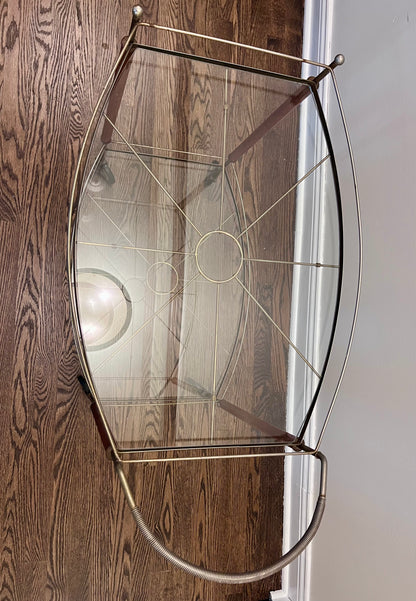 Vintage Mid Century Modern Brass & Wood Bar Cart