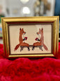 Smitten Foxes Beaded Framed Embroidered Textile by Coral & Tusk
