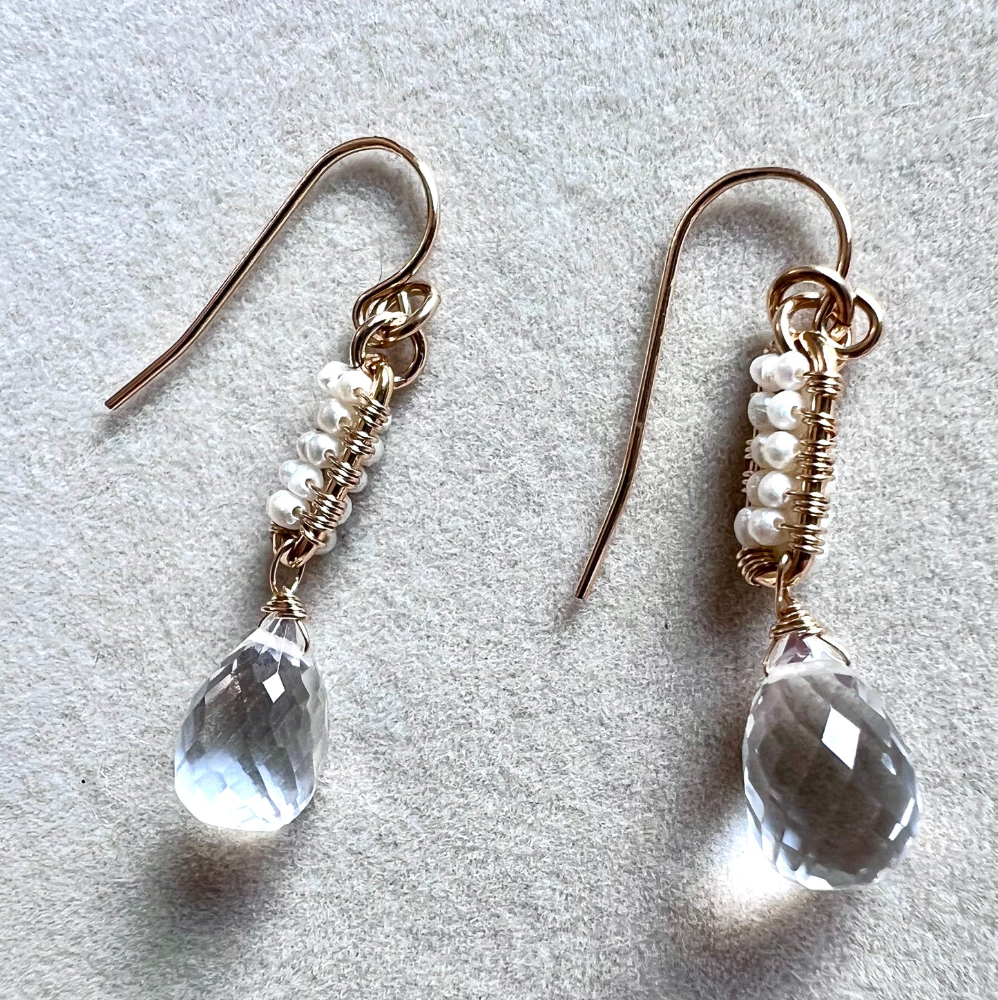 Seed Pearls & Moonstone Drop 14K Gold Fill Earrings