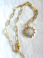 Moonstone and Sapphire & White Crystals Heart Necklace