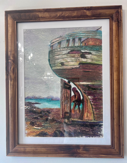 "Beached" Framed Oil Pastel by John Earle