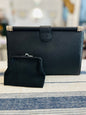 Vintage Bienan-Davis Black Stefano Leather Clutch Circa Mid-20th Century