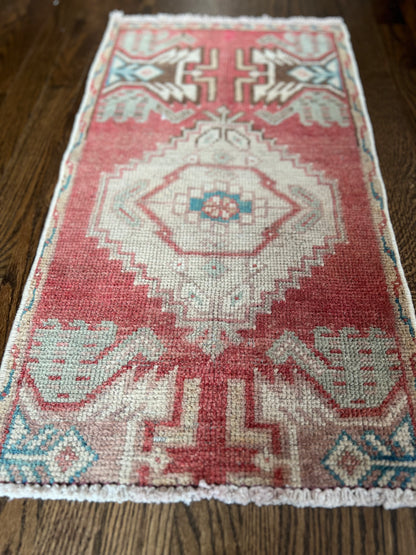 Orange Sunset Blooms - Handwoven Vintage Turkish Rug