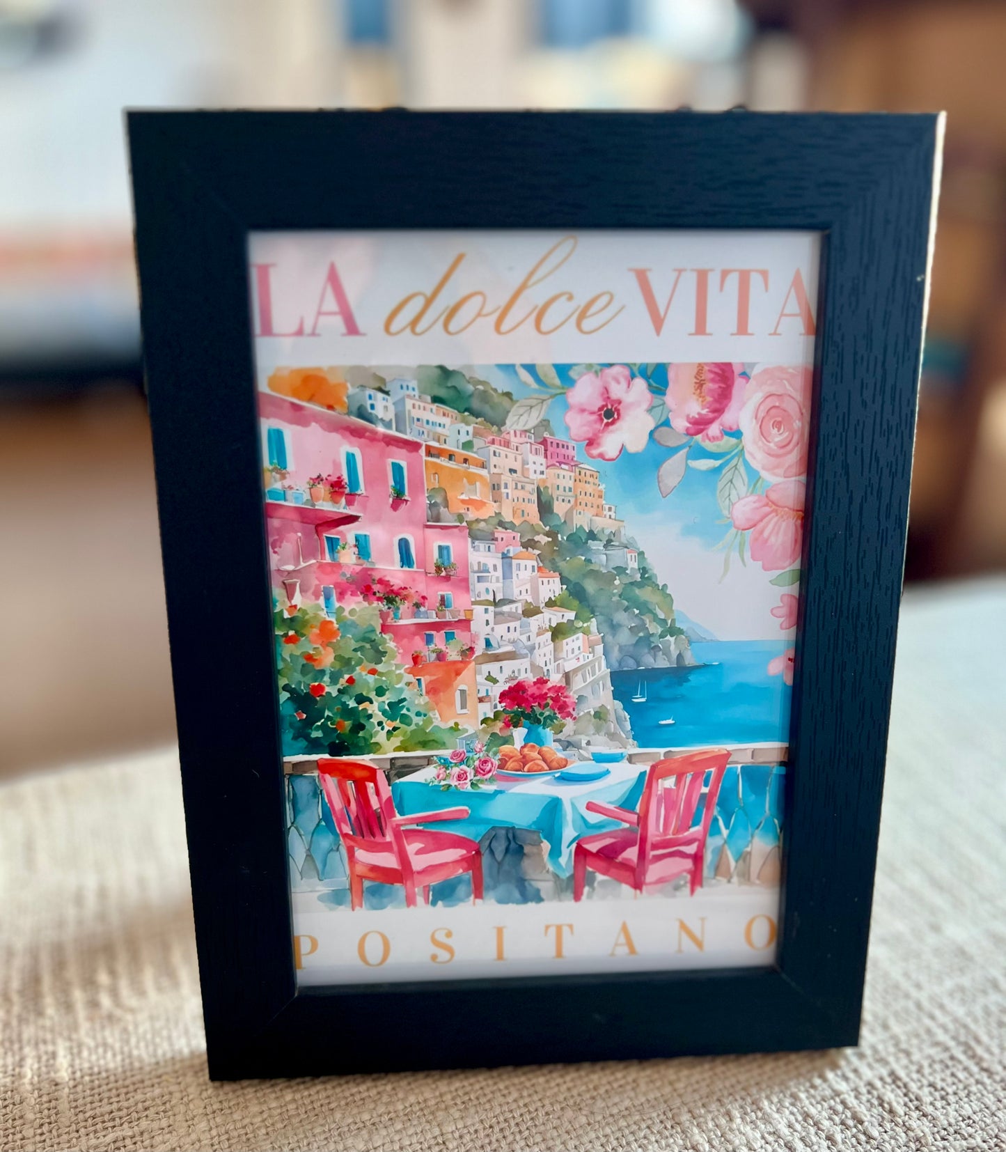 'La Dolce Vita Positano' Small Framed Print - London Artist Thea
