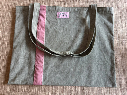 The George & Fred Tote - Green with Pink Velvet Trim